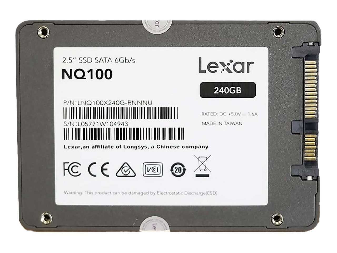 Lexar NQ100 SATA 3 240GB LNQ100X240G-RNNNG SSD اس اس دی اینترنال لکسار مدل Lexar NQ100 ظرفیت 240 گیگابایت