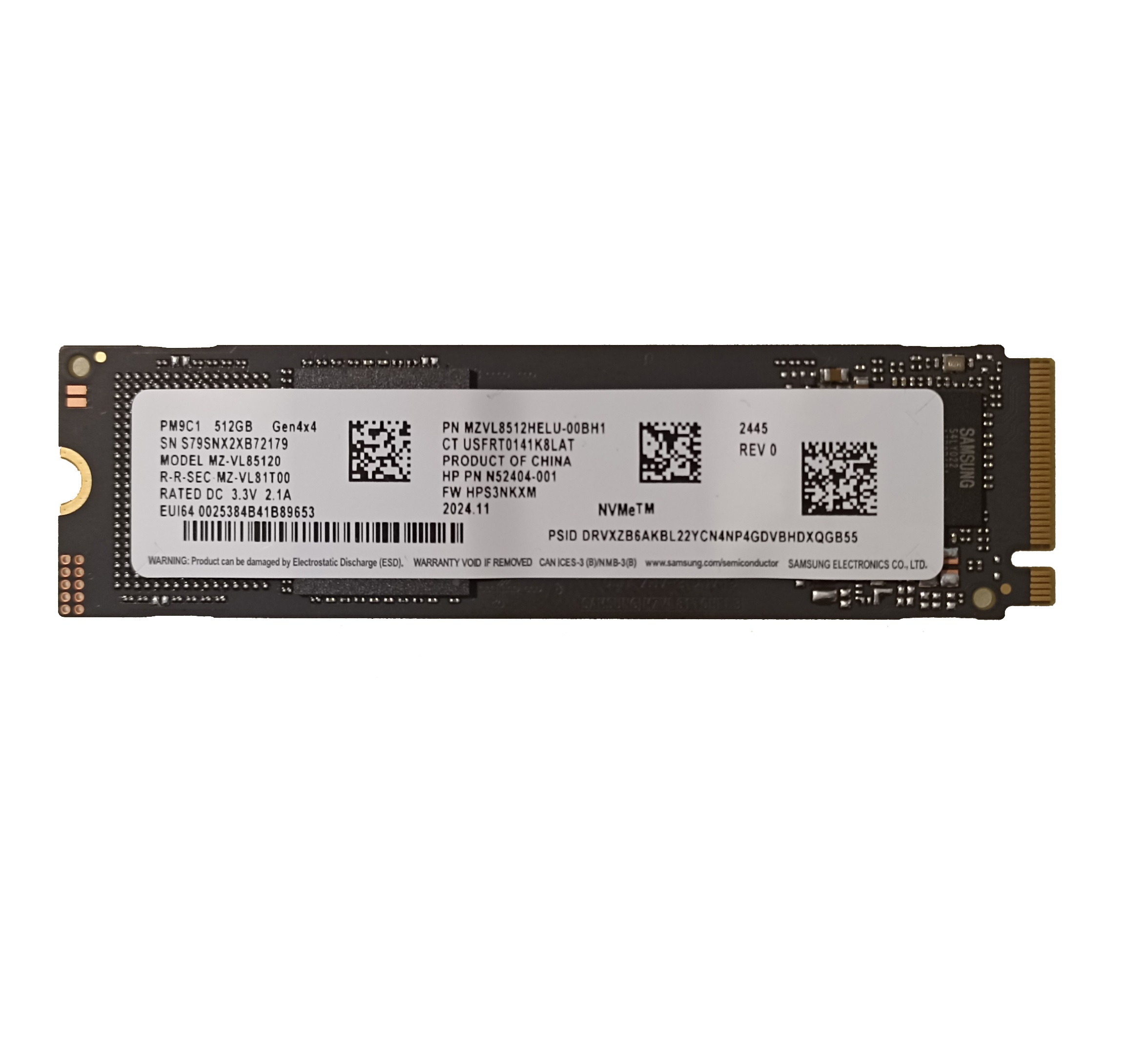 SSD M.2 Samsung PM9C1 512GB M.2 PCIe Gen4x4 NVME هارد اس اس دی اینترنال سامسونگ مدل NVMe M.2 پایه بلند ظرفیت 512 گیگابایت
