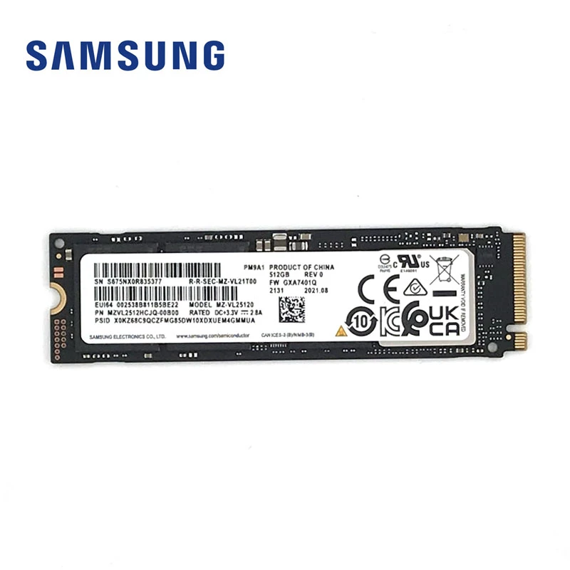 اس اس دی اینترنال سامسونگ M.2 2280 NVMe مدل PM9A1 ظرفیت 512 گیگابایت هارد اس اس دی اینترنال سامسونگ مدل NVMe M.2 پایه بلند ظرفیت 512 گیگابایت