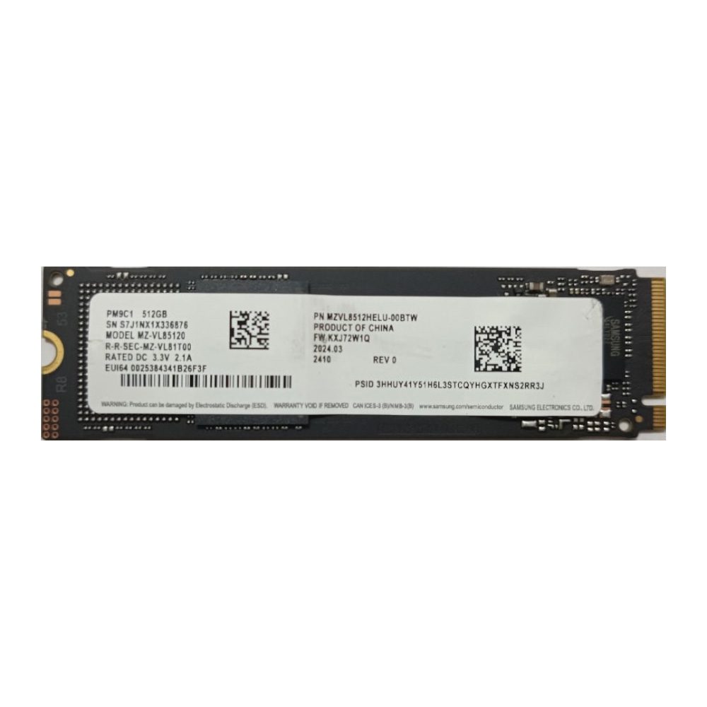 اس اس دی اینترنال سامسونگ M.2 2280 NVMe مدل PM9C1 ظرفیت 512 گیگابایت هارد اس اس دی اینترنال سامسونگ مدل NVMe M.2 پایه بلند ظرفیت 512 گیگابایت